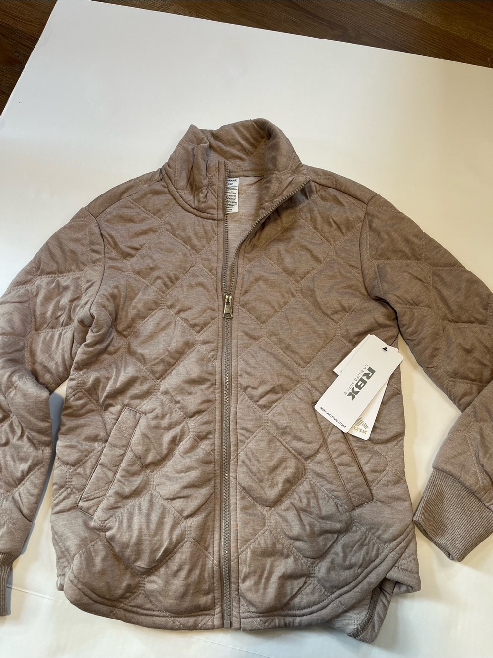 RBX Quilted Puffer Jacket in Taupe